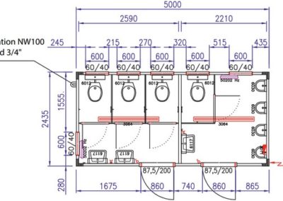Plan du module sanitaire CS4 de Locasix