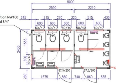 Plan du module sanitaire CS4 de Locasix